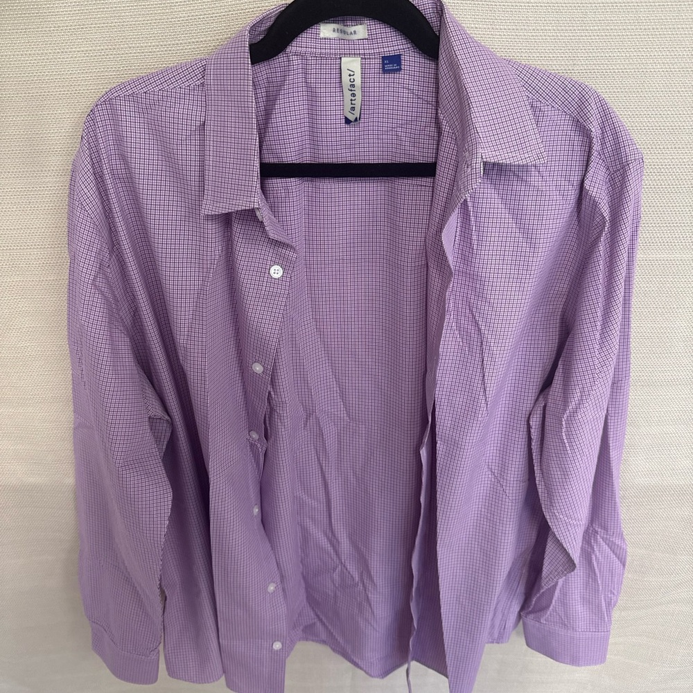 Purple Casual Button Down Shirt Lightweight Relaxed Fit